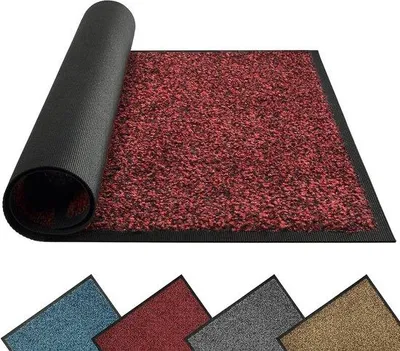 Produktbild von Famanu Türmatte rot-schwarz, 50 x 80 cm, waschbar, rutschfest, strapazierfähig