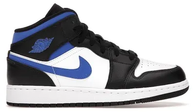 Productafbeelding van Jordan 1 Mid Wit, Zwart, Racer Blauw (GS) - EU 38
