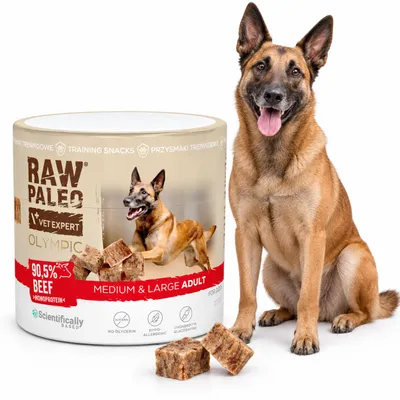 Obrázek produktu pro Pamlsek pro psy VetExpert Raw Paleo, hypoalergenní, hovězí, 90 g, Obrázek vytvořený pomocí AI