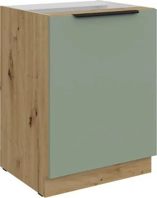 Obrázek produktu pro Dolní jednodveřová skříňka LUNARA - šířka 60 cm, zelená / dub artisan