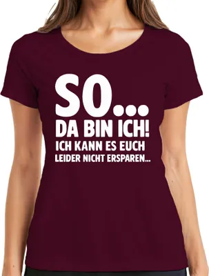 Immagine prodotto di T-shirt divertente da donna con sarcasmo, borgogna, 3XL