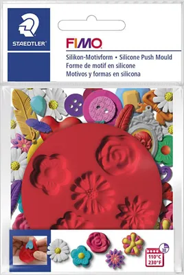 Produktbild von FIMO Silikon Motiv Form "Flowers" 5 Blumen Motive rot