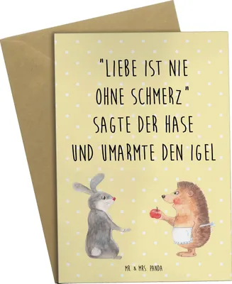 Produktbild von Mr. & Mrs. Panda babykarte Hase Igel - Gelb Pastell - Geschenk, und, osterkarten, Trösten, einladungskarten, hochzeitskarten, Grußkarte, weihnachtskarten, Lustige Sprüche