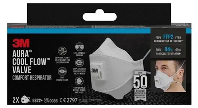 Immagine prodotto di Maschera antiparticolato Aura 9322C2 bianco 2 pezzi
