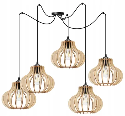 Immagine prodotto di Lampada a sospensione, lampadario da soffitto, legno, paralume LED