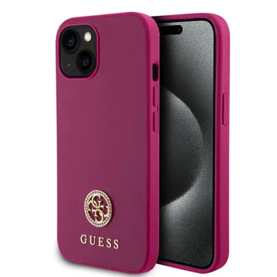 Produktbild von Guess Strass Metall Logo Etui Für Iphone 15 - Rosa