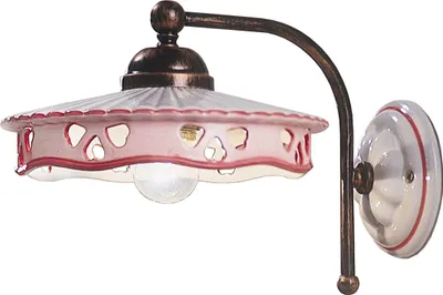 Produktbild von Wandlampe Metall Keramik E27 23 cm breit in Schwarz Kupfer antik Weiß Rot Landhaus Keramikleuchte