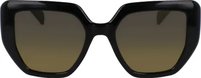 Produktbild von Damen-Sonnenbrille Schwarz: Eckige Gläser, Gelbe Tönung, 52mm Breite