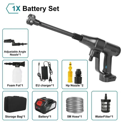 Image de Nettoyeur haute pression sans fil - 18 V sans balais - 200 bars - Buse 6 en 1 - Tuyau de 5 m - 15 000 mAh - 1 batterie incluse