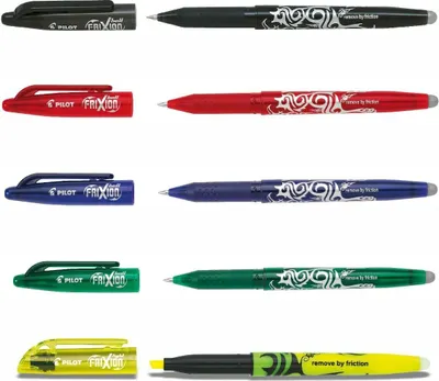 Produktbild von Pilot Frixion Ball 0.7  5er-Set schwarz, rot, blau, grün + Frixion Light gelb