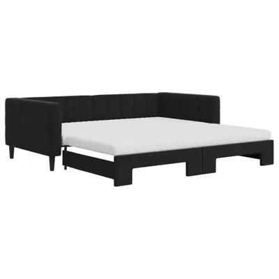 Image de vidaXL Lit de jour extensible avec matelas noir 100x200 cm velours
