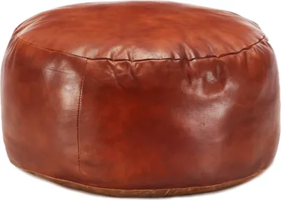 Image de The Living Store Pouf marron clair 60 x 30 cm Véritable cuir de chèvre