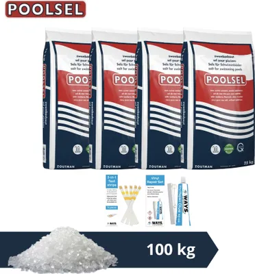Obrázok produktu pre Poľská bazénová soľ - Vhodná pre systém so slanou vodou - 100 kg a čistiaca kefa WAYS