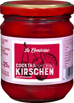 Obrázek produktu pro Koktejlové třešně, červené se stopkou, 225 g