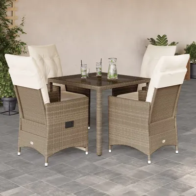 Produktbild von Maison Exclusive - 5-tlg. Garten-Essgruppe mit Kissen Beige Poly Rattan