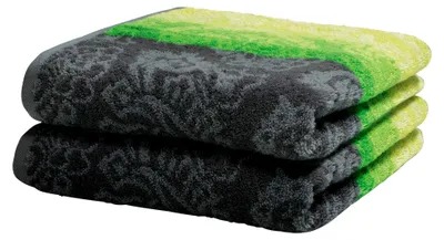 Produktbild von Duschtuch im 2er-Pack, Paisleymuster grün Größe 70x140 cm - schnell trocknend und saugstark, mit beidseitigen Schlaufen, 100% Baumwolle