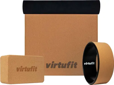 Produktbild von VirtuFit Premium Kork Yoga Set 3-teilig mit Matte 183x61x0,5 cm