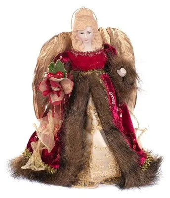 Engel aus Harz und Stoff, Bordeaux & Creme, 31 cm