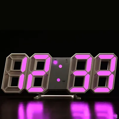 Produktbild von 3D LED Digitaler Wecker Rosa, Tisch- und Wandwecker Mit Einstellbarer Helligkeit, Schlummerfunktion Und Temperaturanzeige Für Schlafzimmer