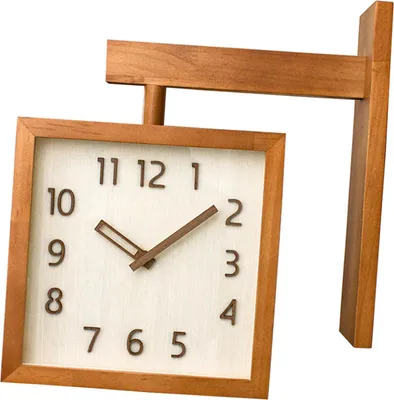 Imagen del producto de Reloj de pared sencillo, silencioso, cuadrado, de doble cara, decorativo, de madera, ideal para esquinas, para sala de estar o cualquier ambiente doméstico, en color madera oscura