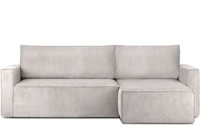 Obrázek produktu pro Levá/pravá rohová pohovka Konsimo s područkami s funkcí spaní "NAPI", krémová, manšestrová látka, loft, 243x92x149 cm