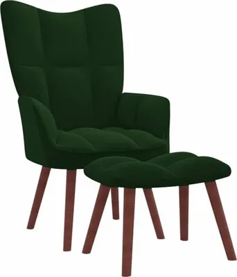 Image de vidaXL vidaXL Fauteuil relax avec ottomane velours vert foncé