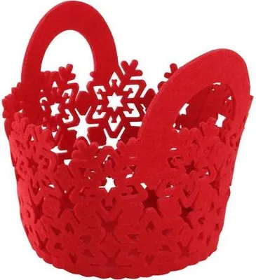 Obrázok produktu pre Košík Vianočný Guľatý 15X15X14Cm Plstený Červený