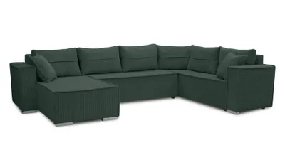 Zdjęcie produktu dla Zestaw sof STYLO w kształcie litery U w Cord Poso z funkcją spania i pojemnikiem na pościel