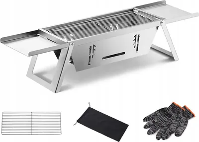 Immagine prodotto di Barbecue a carbonella portatile in acciaio inossidabile, pieghevole, 70 cm, con borsa inclusa