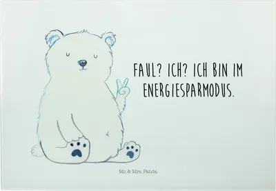 Produktbild von Mr. & Mrs. Panda Schneidebrett Eisbär Faul - Weiß - Geschenk, Bär, Nordpol, Großes, Entspannen, Frühstücksbrett, Teddy, Arbeit, Büro, Glasschneidebrett, Küchenbrett