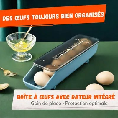 Image de Boîte à Œufs Organisateur pour Réfrigérateur –  Dateur Intégré