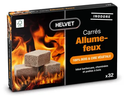 Produktbild von Anzündwürfel Feueranzünder Kaminanzünder - 32 Stück - Holz und Pflanzenwachs - Für Kamin und Ofen