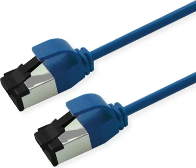 Produktbild von ROLINE U/FTP Patchkabel Cat.8 (Class I), slim, LSOH, Litzendraht, blau, 1 m