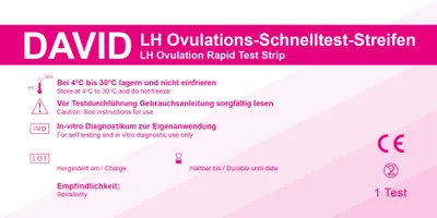 Produktbild von 25 x David Ovulationstest Streifen, LH Schnelltest, Sensitivität 20miu/ml