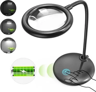 Zdjęcie produktu dla Lampa powiększająca z oświetleniem LED - Stojąca lampa powiększająca z oświetleniem