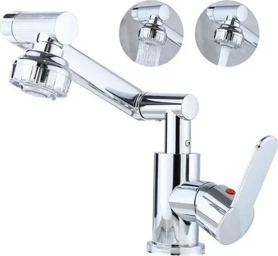 Image de Robinetterie de lavabo à 2 jets, rotation à 1080°, mitigeur, eau chaude et froide