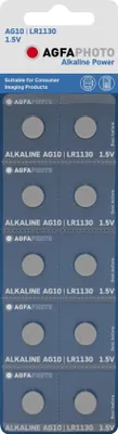 Produktbild von AgfaPhoto Batterie Knopfzelle LR54 V10GA 1.5V Alkaline 10St.