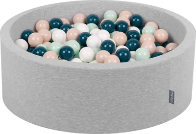 Produktbild von KiddyMoon Bällebad OK30D, 90x30cm, 200 Bälle ∅7cm, Rund Bällepool Mit Bunten Bällen Für Babys Und Kinder, Hellgrau