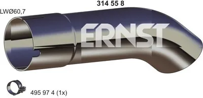 Produktbild von ERNST Abgasrohr Auspuffrohr für FORD Transit Custom V362 Kastenwagen (FY, FZ) Hinten 332491