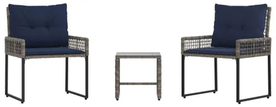 Produktbild von vidaXL Gartenmöbel-Set 3 stk. Grau und Marineblau