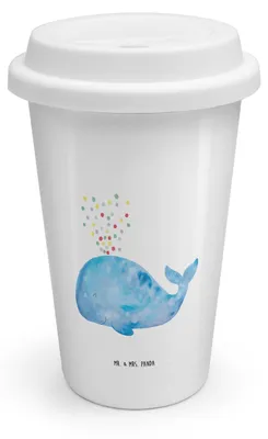 Produktbild von Mr. & Mrs. Panda ToGo Kaffeebecher Wal Konfetti - Weiß - Geschenk, Meerestiere, Abnehmen, Geburtstag, Motivation, To Go, Thermokaffeebecher, Thermobecher, Neuanfang