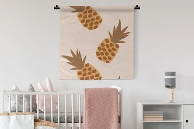 Produktbild von MuchoWow® Wandteppich Wandbehang Sommer - Ananas - Obst 90x90 cm Tapisserie Dekoration Wandtuch - Wandaufhänger