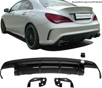 Productafbeelding van Sportieve diffuser, zwart, geschikt voor Mercedes W117 CLA AMG-uitvoering, niet voor de A45, vanaf bouwjaar 2013-2016