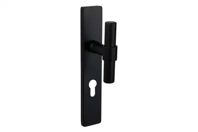 Image de Poignée de porte Lavuzo Pesaro noir avec plaque rectangulaire PC72 - Par kit