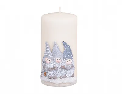 Productafbeelding van Kerstkaars, cilinder, "KABOETER", Ø 7 x 14 cm, beige