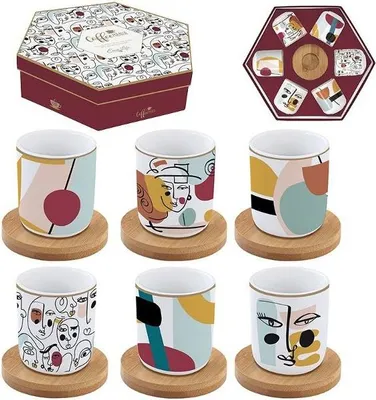 Image de Coffret Tasses Café Modernism Design Moderne, Porcelaine Fine - Easy Life