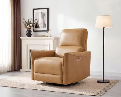Produktbild von CHITA Elektrischer Relaxsessel mit 270° Drehung & Gleitbewegung, Fernsehsessel 90°-135° elektrisch verstellbar, Lordosenstütze, USB, Kunstleder, bis 159 kg belastbar (Braun)