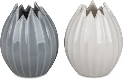 Produktbild von Dekorative Blumenvase Dekovase Vase 17cm in Vanilla oder Grau