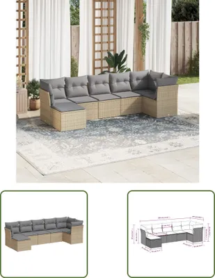 Produktbild von The Living Store 7-tlg. Garten-Sofagarnitur mit Kissen Beige Poly Rattan