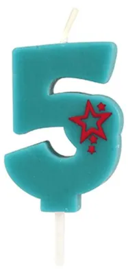 Obrázek produktu pro Svíčka s číslem, mini 6,8 cm modrá "5"